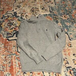 EUC Ralph Lauren Boys L (14/16) Gray Quarter-Zip Sweater